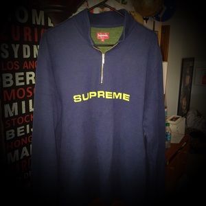 Supreme FW16 Navy/Green Quarter-Zip XL